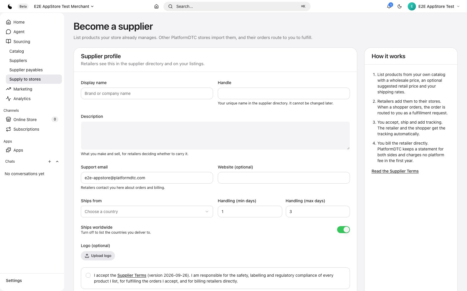 Become a supplier: supplier profile form and how the network works