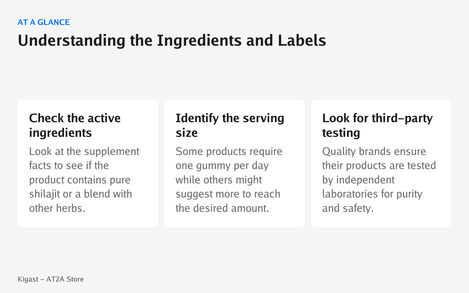 Infographic: Understanding the Ingredients and Labels, covering Check the active ingredients, Identify the serving size, Look for third-party testing
