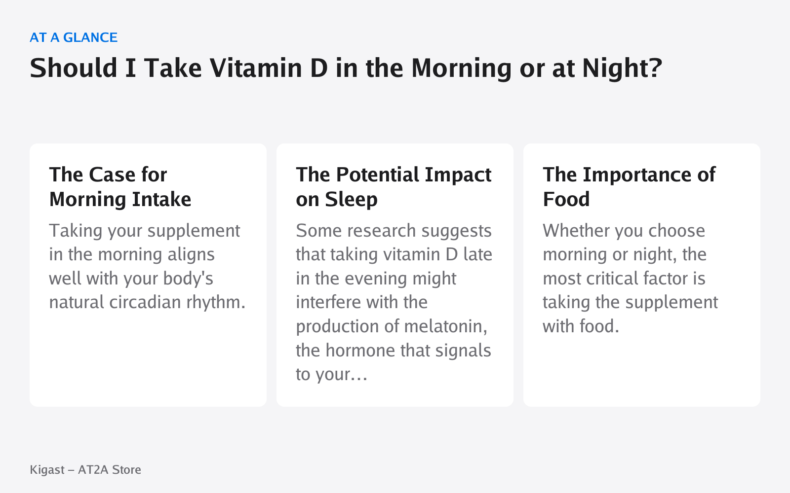 Infographic: Should I Take Vitamin D in the Morning or at Night?, covering The Case for Morning Intake, The Potential Impact on Sleep, The Importance of Food