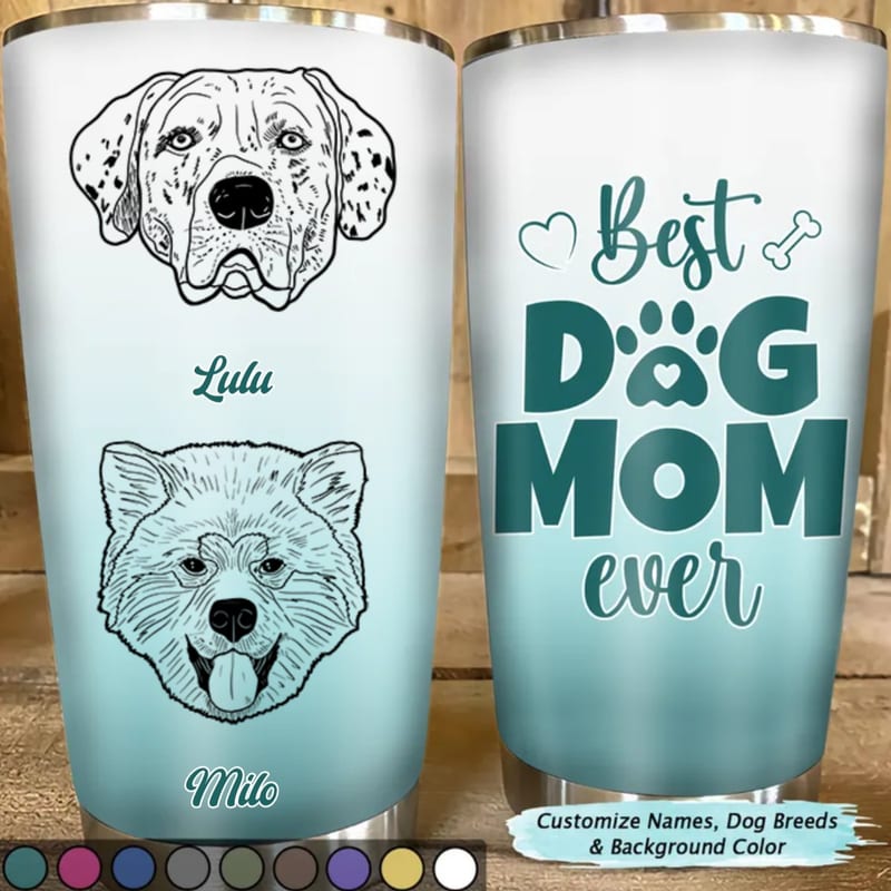 20oz Dog Lovers - Best Dog Mom Ombre Background - Personalized Tumbler (TB)