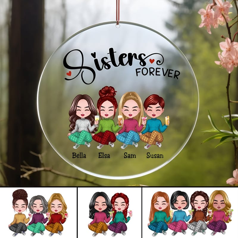 2024 Sisters - Sisters Forever - Personalized Circle Ornament
