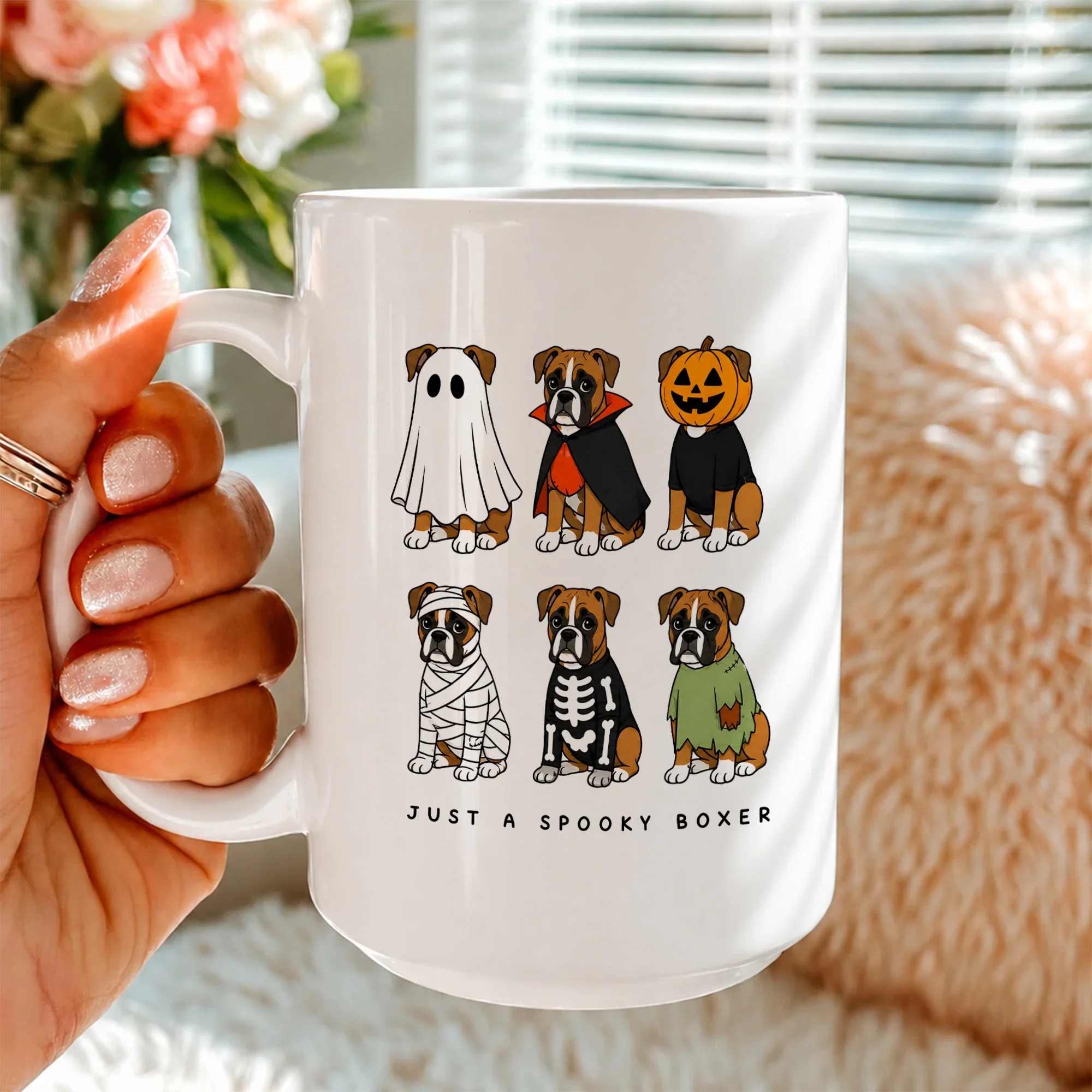 Spooky Boxer Halloween Mug, Cute Funny Dog Lover Gift